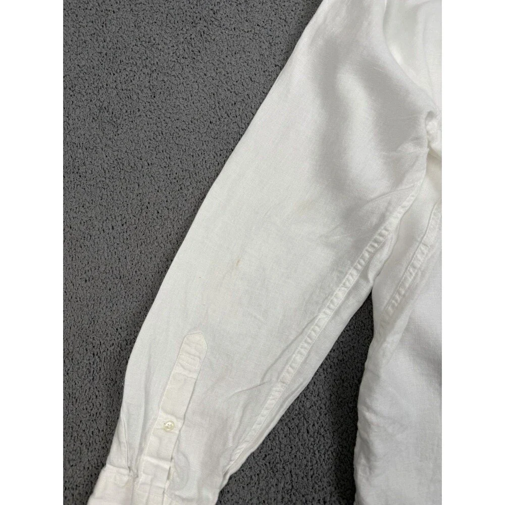 J. Crew Shirt Mens M White 100% Linen Button Up Long Sleeve Slim Fit Lightweight